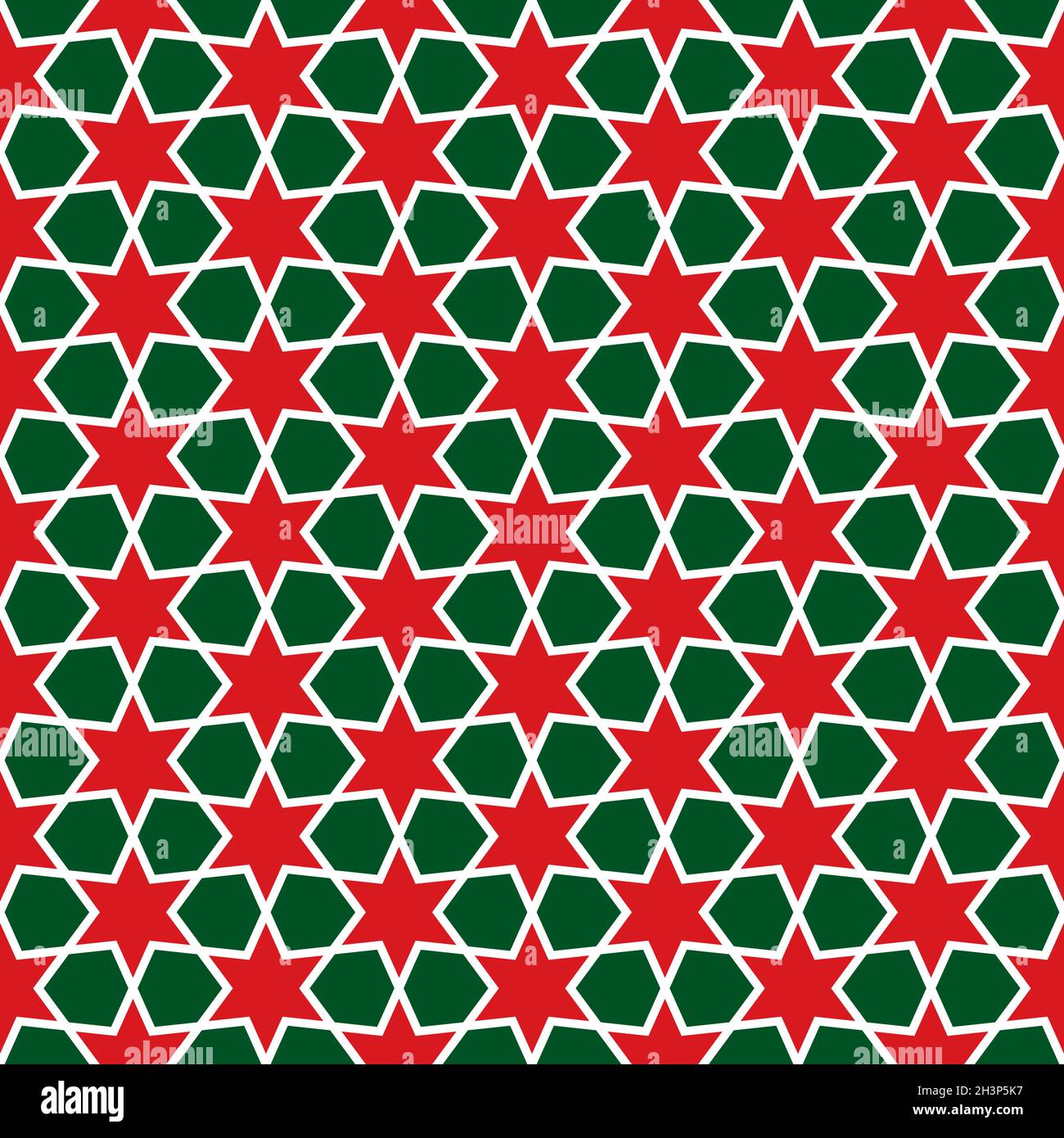 Seamless Christmas star wrapping paper pattern background Stock Vector