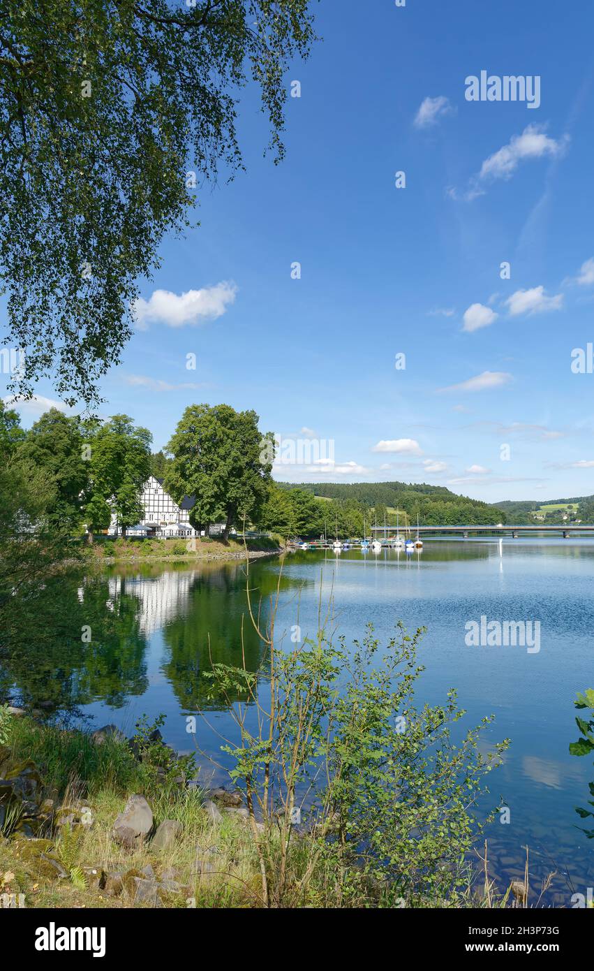 Listertalsperre Reservoir in Sauerland,Germany Stock Photo