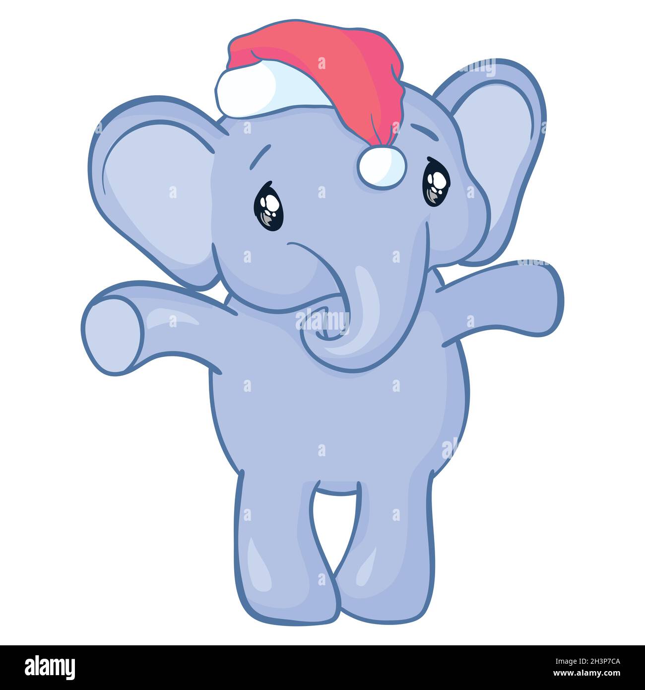 Merry baby cartoon Santa elephant celebrating Christmas with a red Santa  Claus hat on its head Stock Vector Image & Art - Alamy