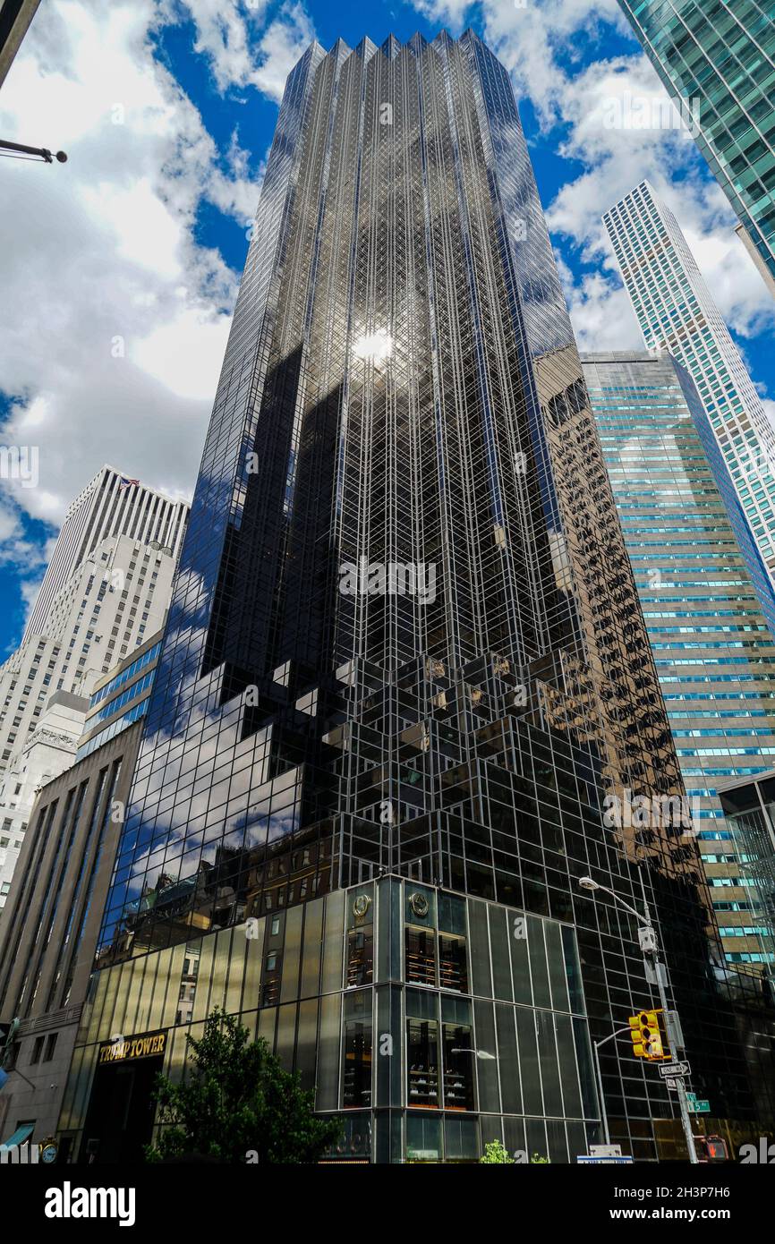 Trump Tower and blue sky (New York) Stock Photo