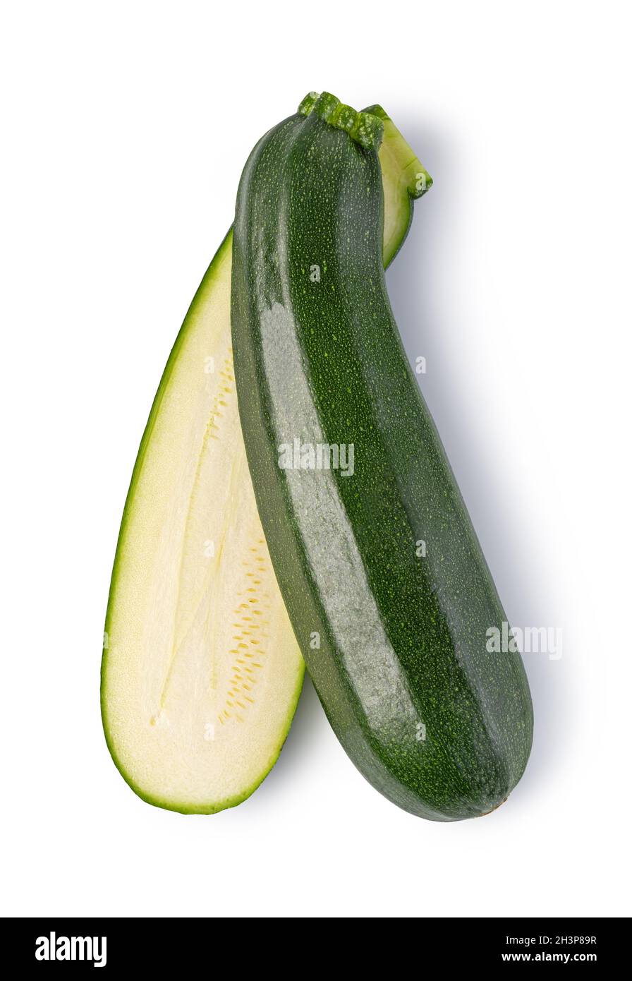 Fresh green zucchini on white background Stock Photo