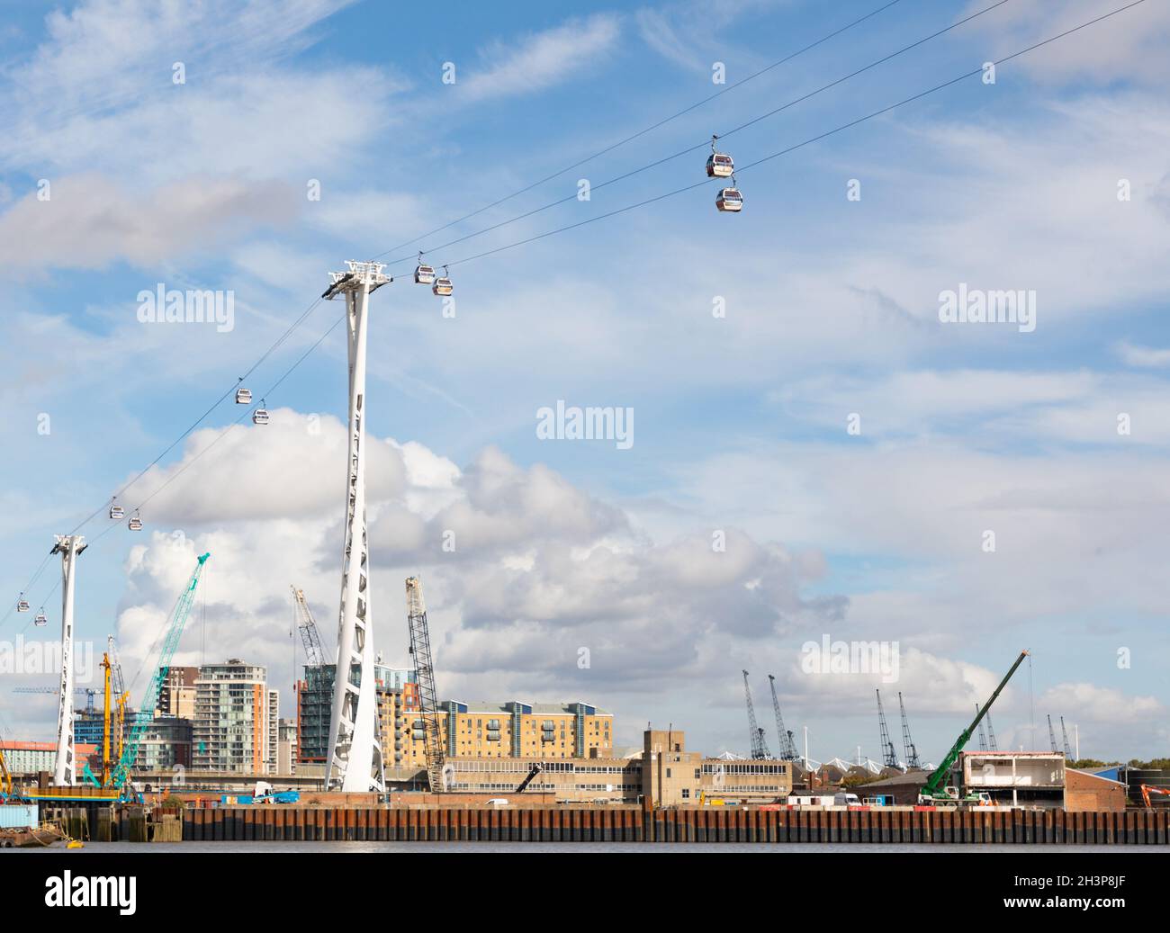 A pylon supprting the Emirates Air Line cable car link across the River Thames in London, England Stock Photo