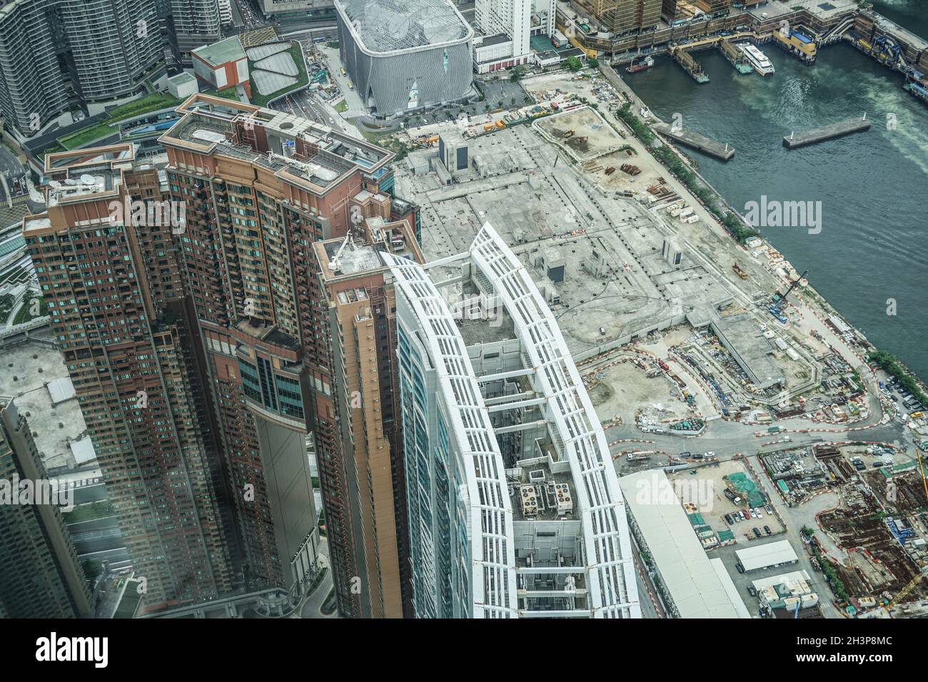 Hong Kong skyline visible from the observatory of Sky100 Stock Photo