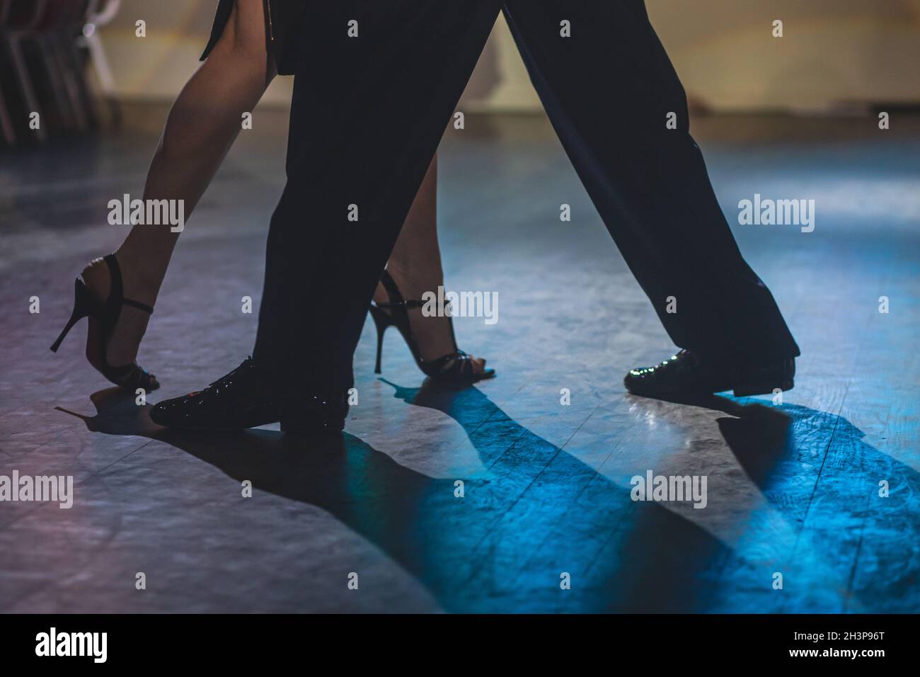 Dancing shoes of young couple, Couples dancing traditional latin argentinian dance milonga in