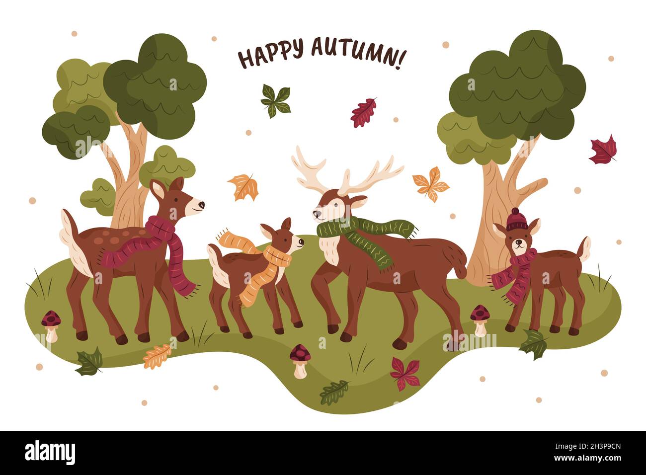 hand drawn autumn background vector design illustration Stock Vector ...