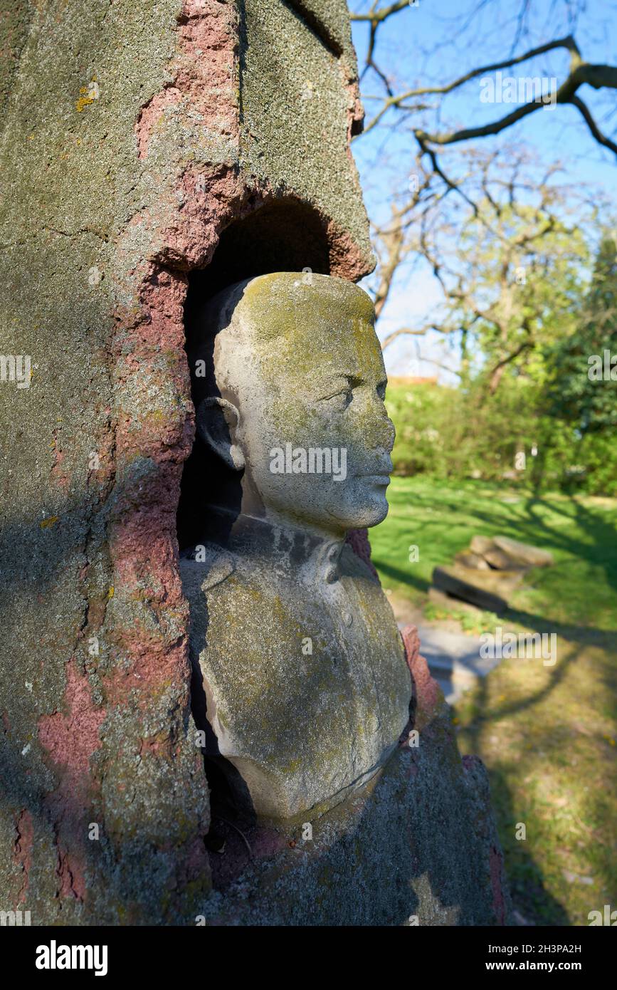 Grave for unknown Russian soldiers of the red army at the Nordpark in Magdeburg in Germany Stock Photo