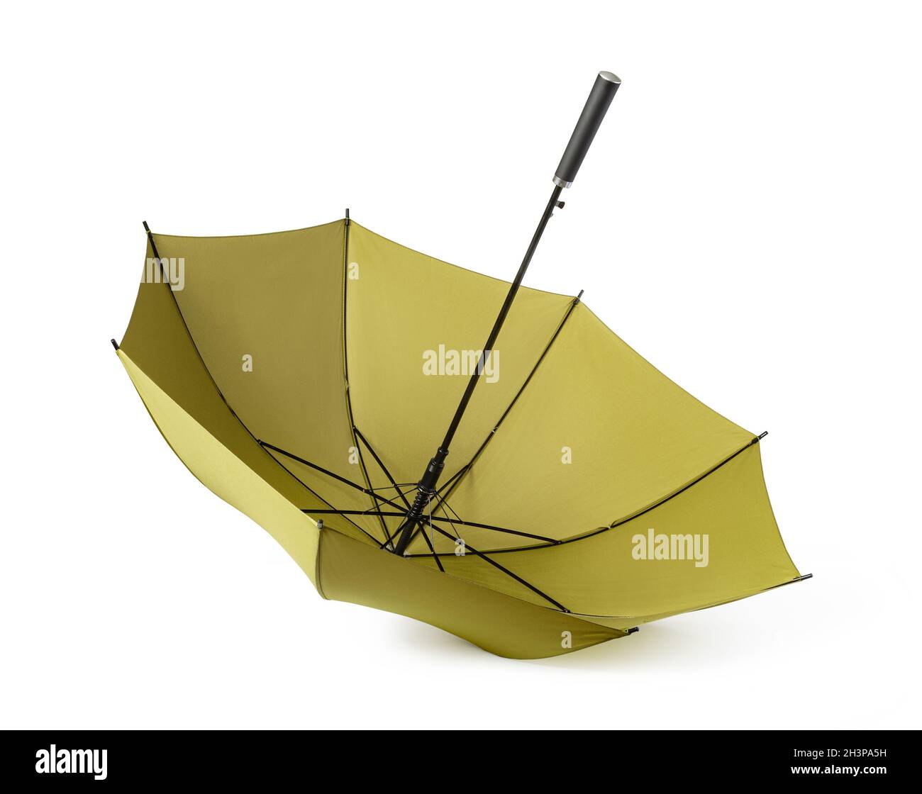 Green umbrella on white background Stock Photo - Alamy