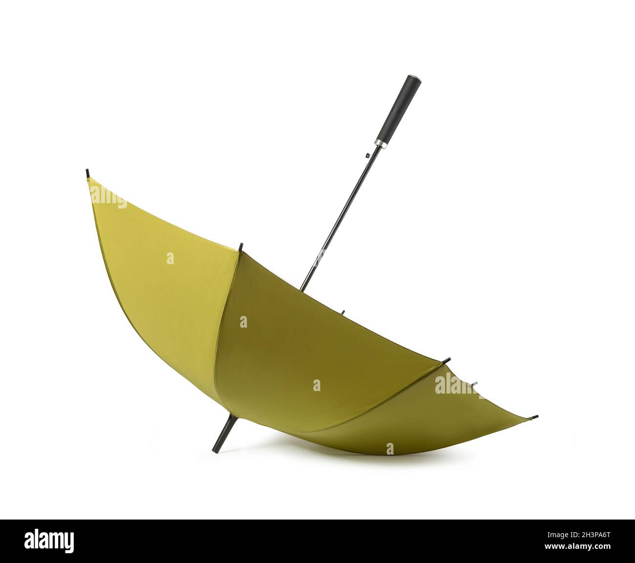 Green umbrella on white background Stock Photo - Alamy