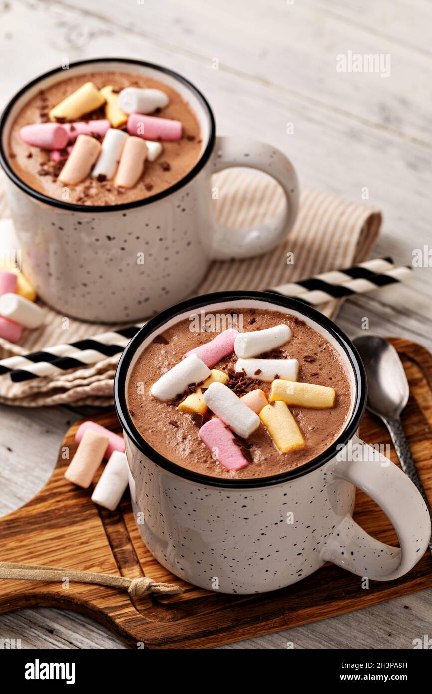 Hot chocolate with marshmallow Stock Photo