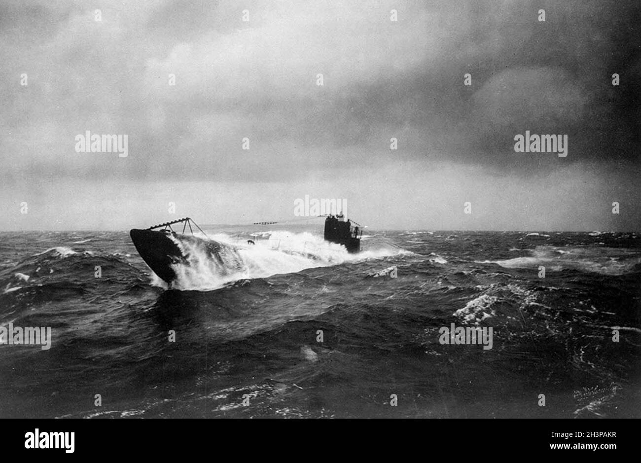 The former German submarine UB 148 at sea, after having been surrendered to the Allies. Stock Photo