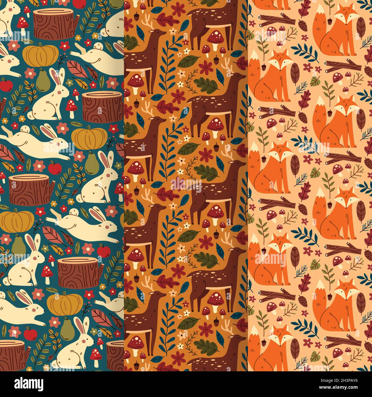 autumn pattern collection vector design illustration Stock Vector Image ...