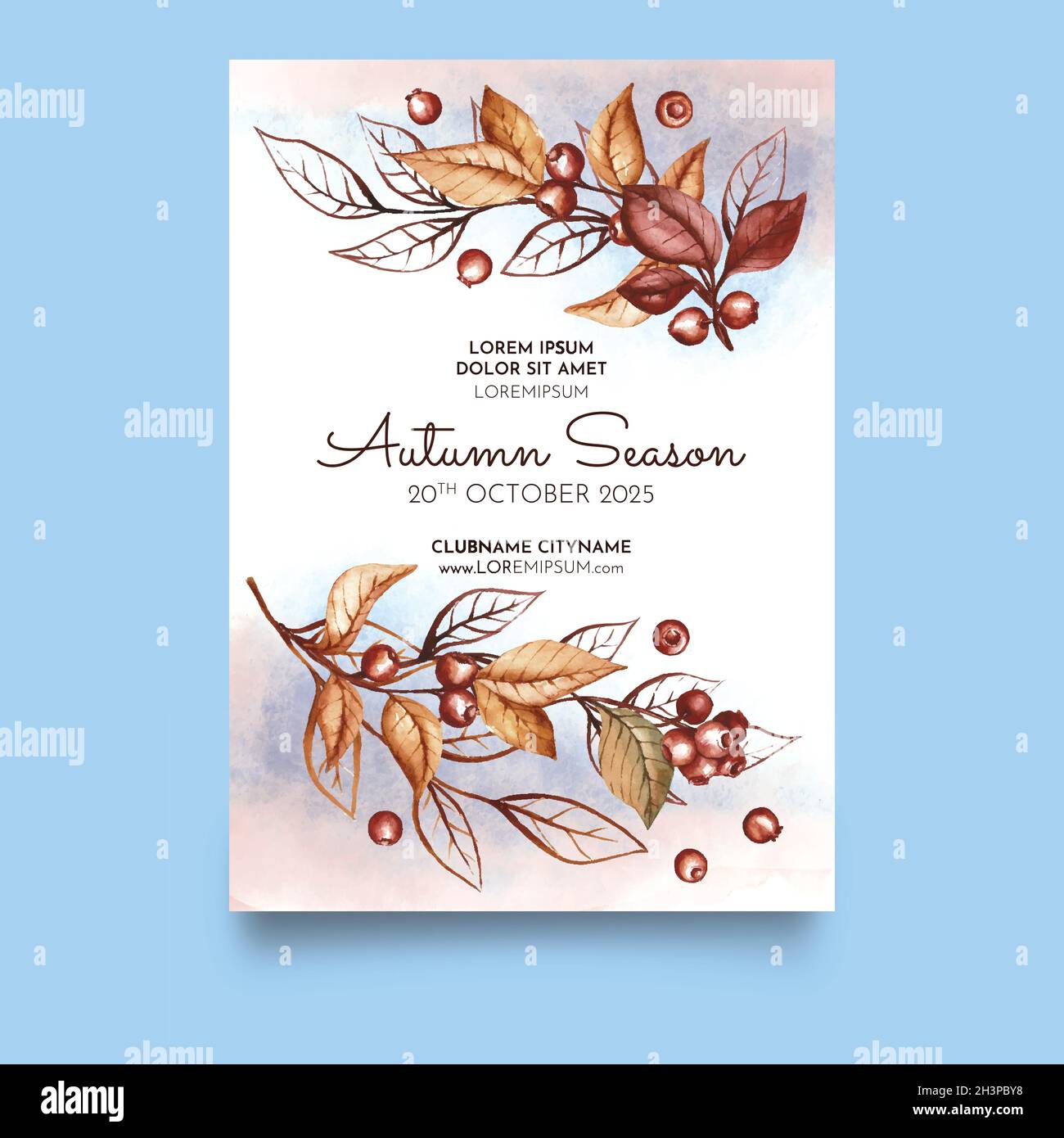 watercolor vertical autumn poster template vector design illustration ...