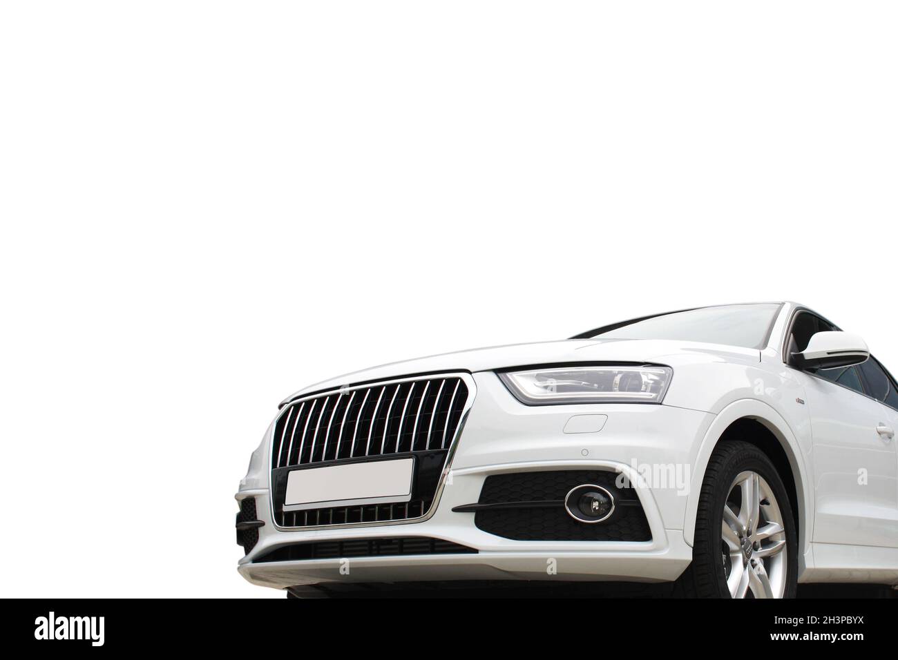 Large white family car on a white background Stock Photo