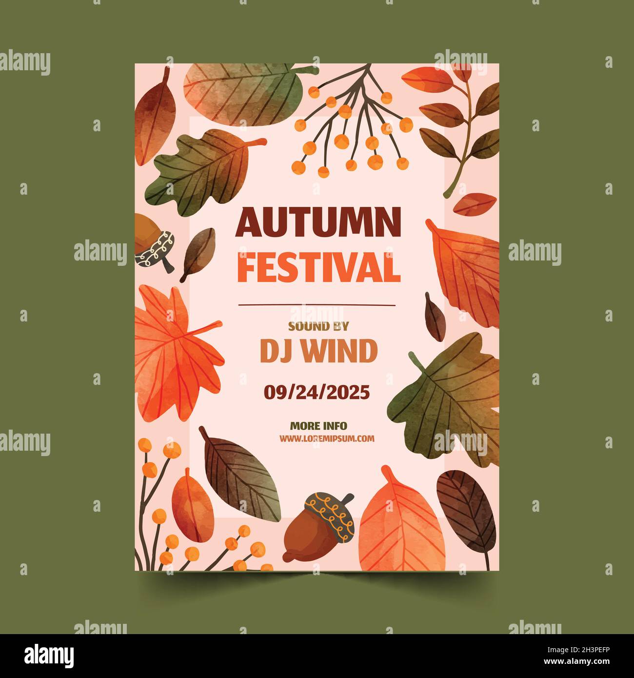 watercolor autumn vertical flyer template vector design illustration ...