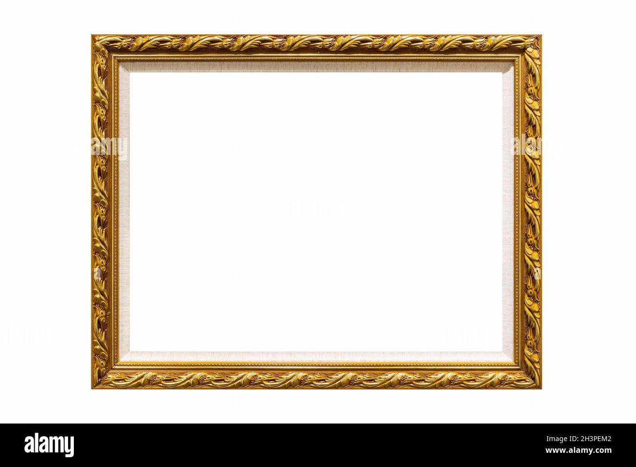 Golden retro picture frame isolated Stock Photo