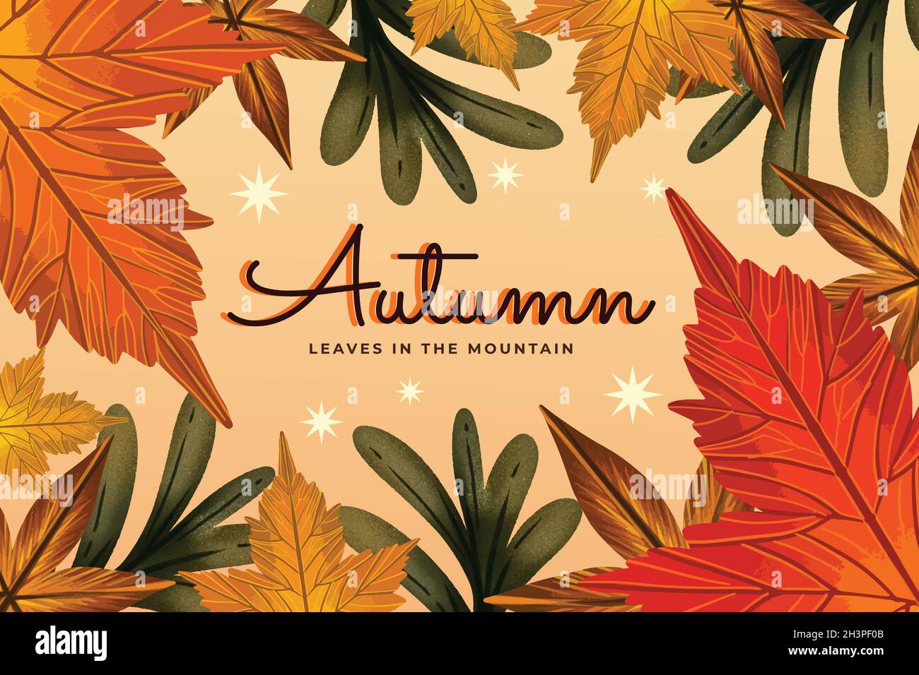 watercolor autumn leaves background vector design illustration Stock ...