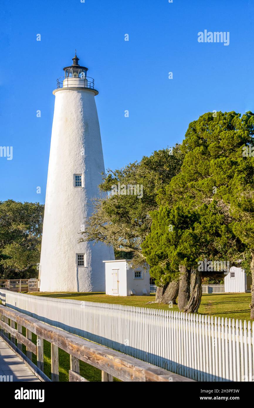 Ocracoke Lighthouse, Ocracoke, North Carolina, Outer Banks Stock Photo