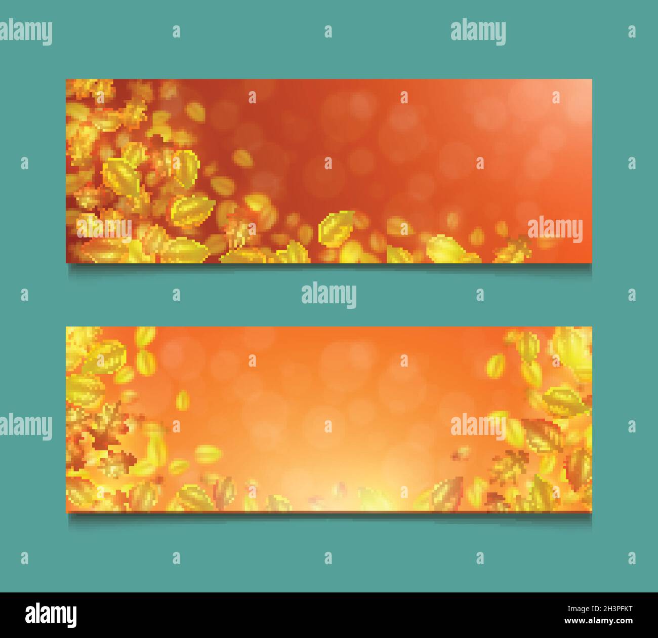 realistic autumn banners set vector design illustration Stock Vector ...