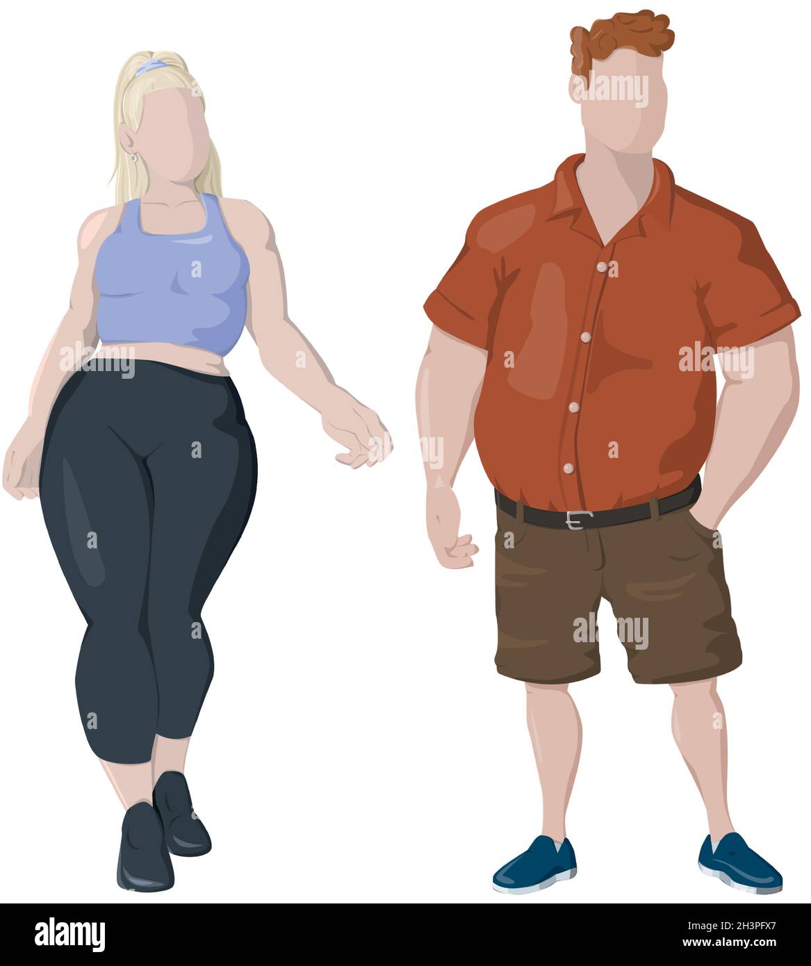 Overweight man and woman on white background - Vector illustration Stock  Vector Image & Art - Alamy