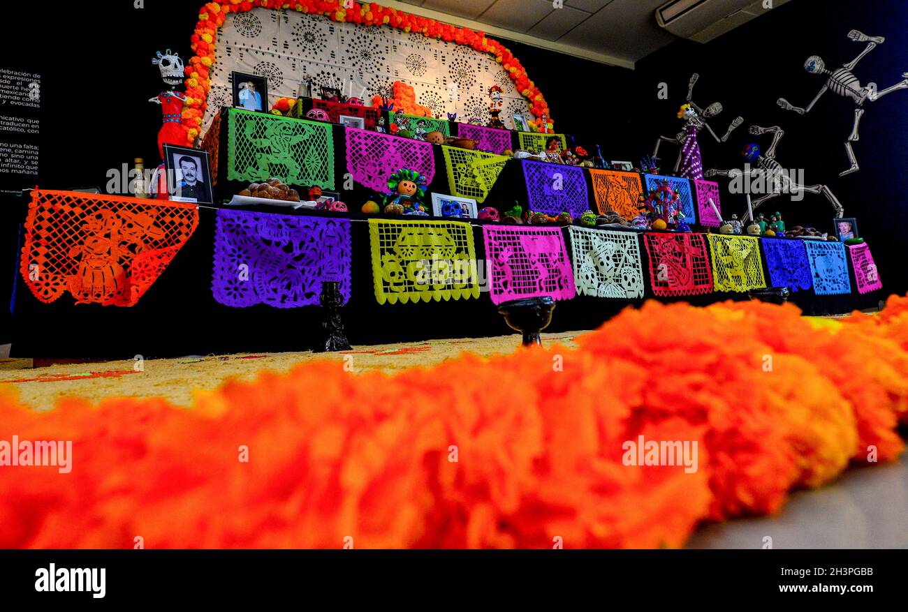 San Salvador, El Salvador. 29th Oct, 2021. An altar displaying