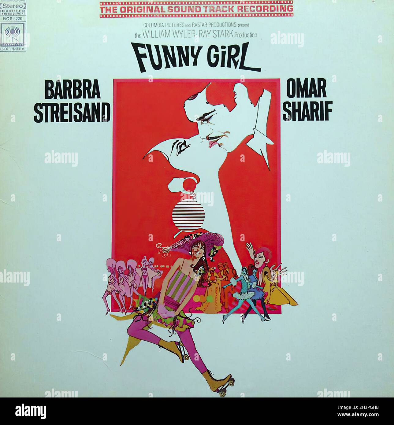 1967 Funny Girl Barbra Streisand Omar Sharif Musical  Vinyl Lp Record Album Cover Front Original Vintage Stock Photo