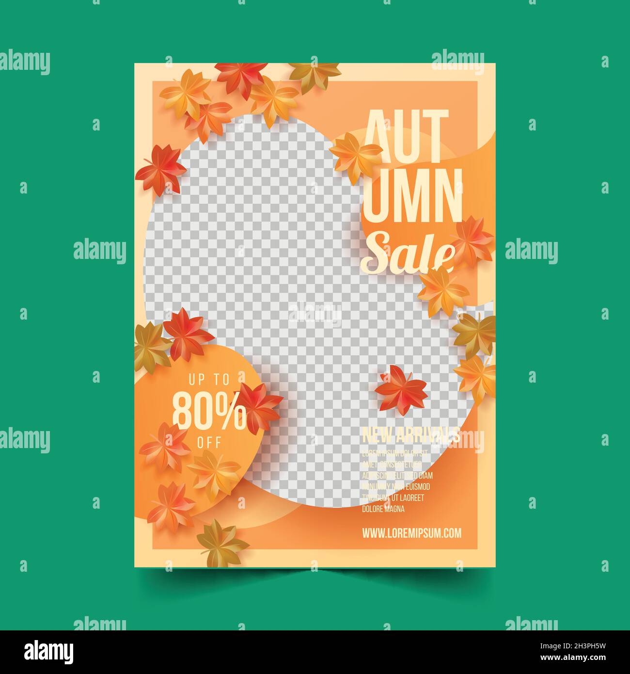 realistic autumn sale vertical poster template with photo vector design ...