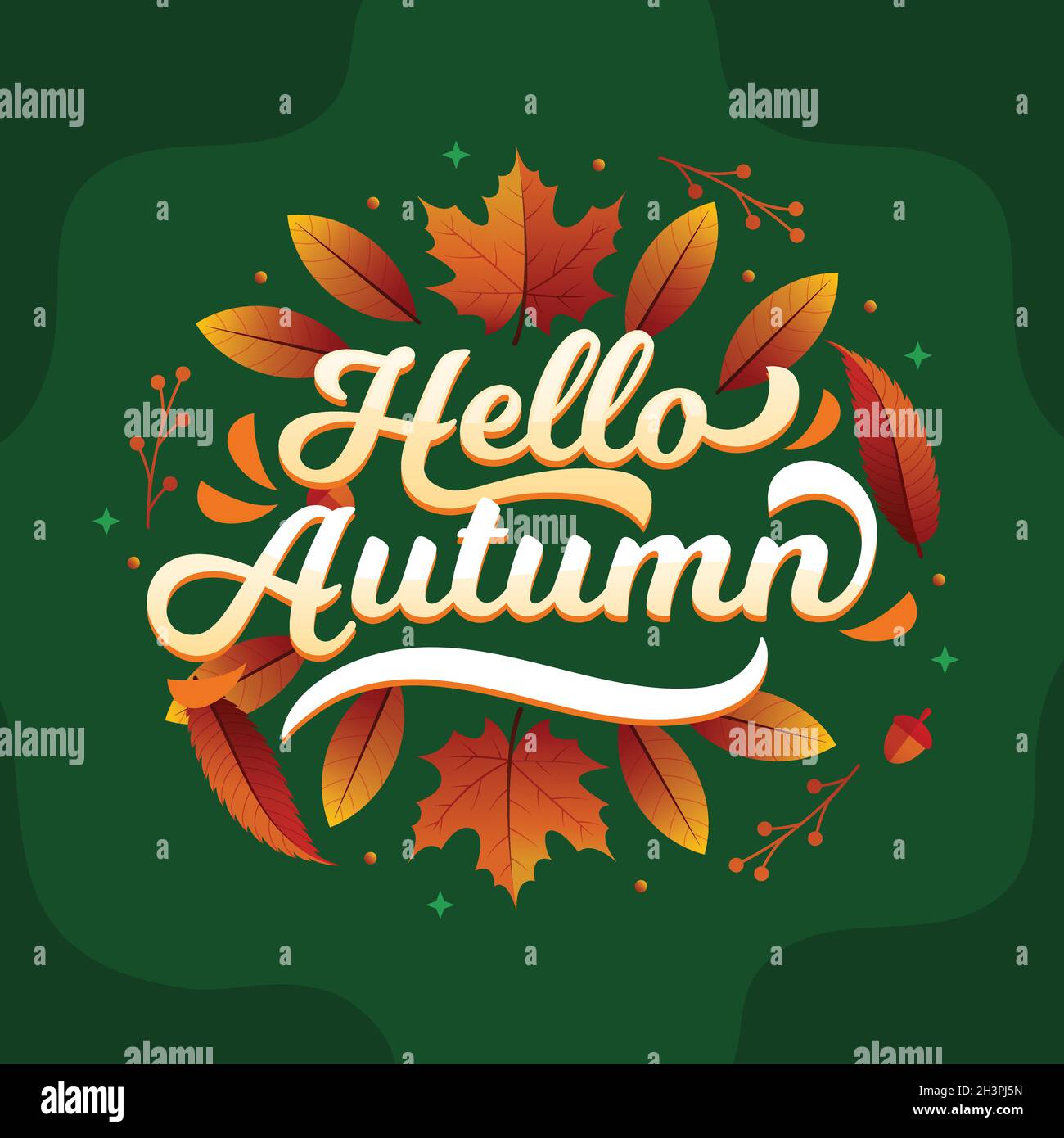 hand drawn hello autumn lettering vector design illustration Stock ...