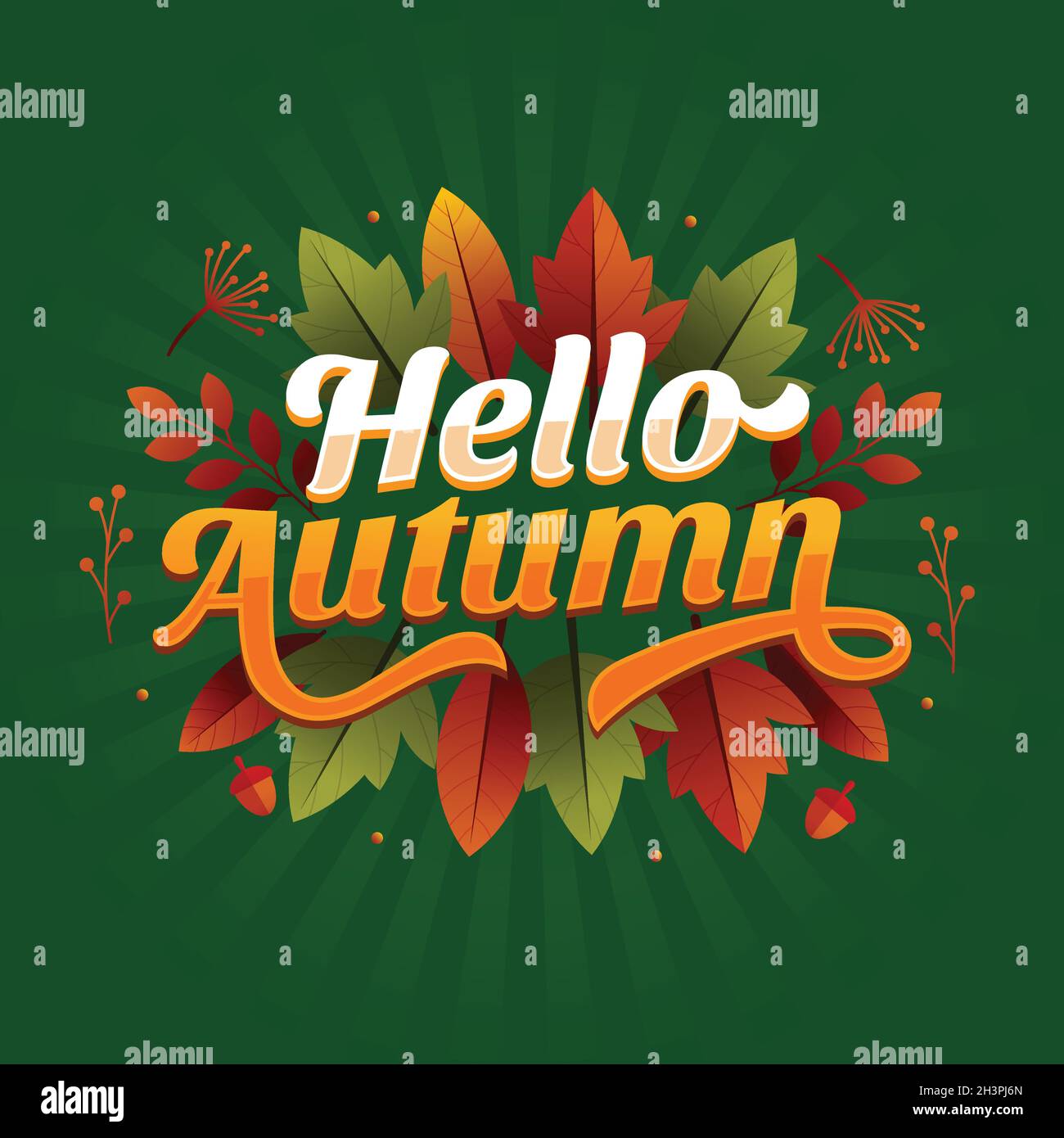 hand drawn hello autumn lettering vector design illustration Stock ...