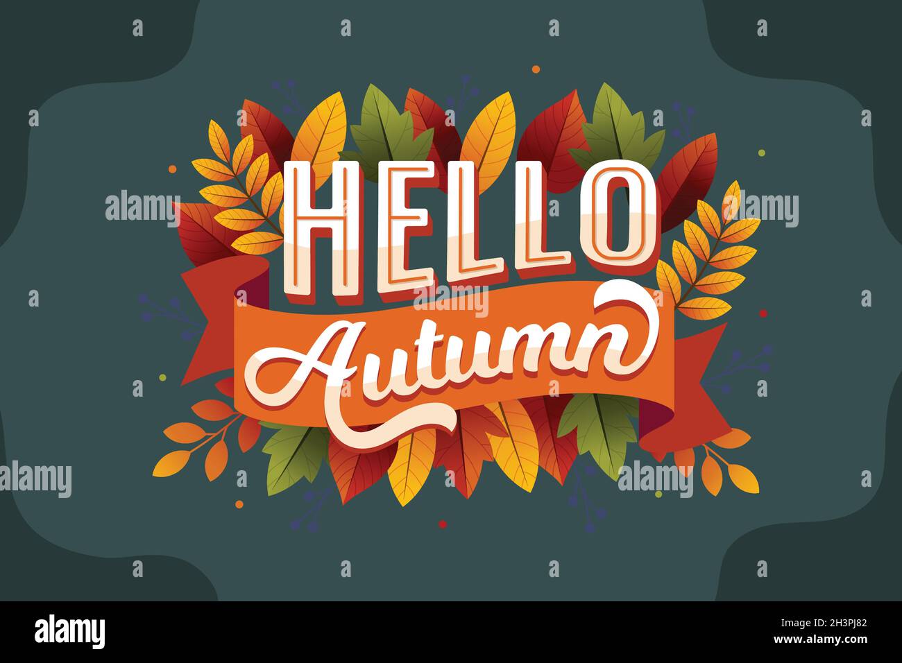 hand drawn hello autumn lettering vector design illustration Stock ...