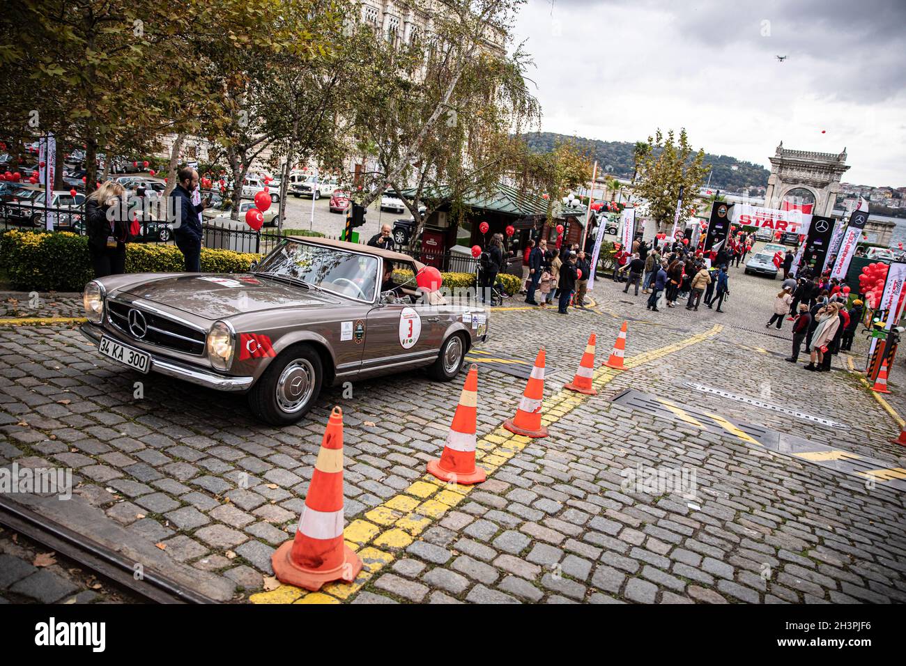 A vintage car seen during the Mercedes-Benz Republic Rally in Istanbul ...