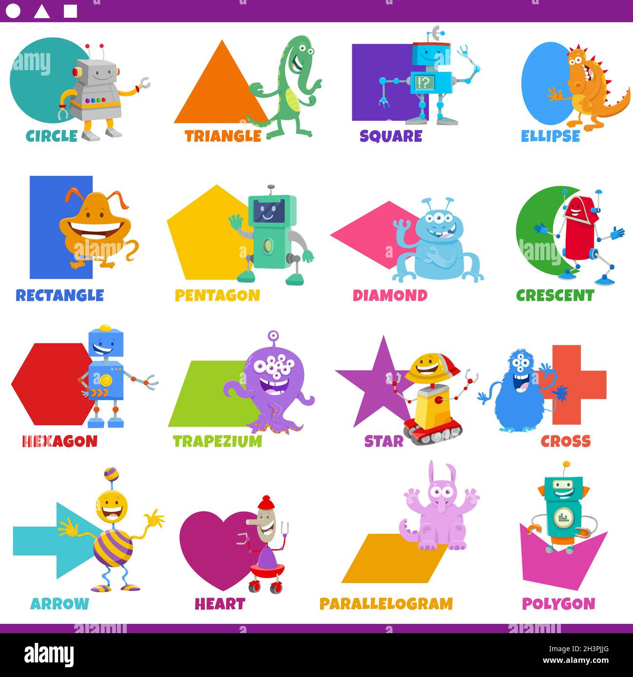 Basic geometric shapes with fantasy characters set Stock Photo - Alamy