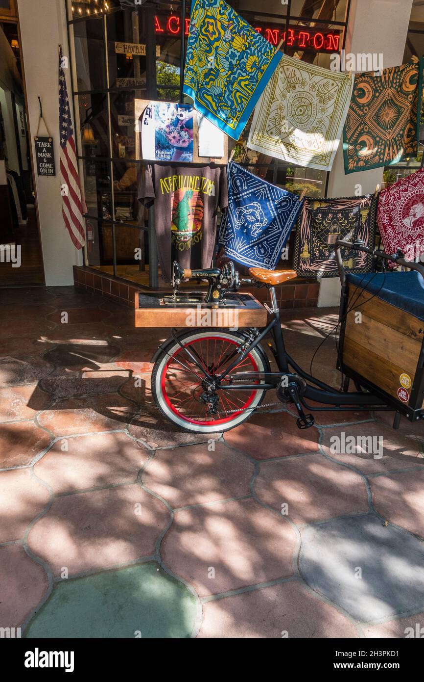 A sewing machine mounted on a bicycle Stock Photo Alamy