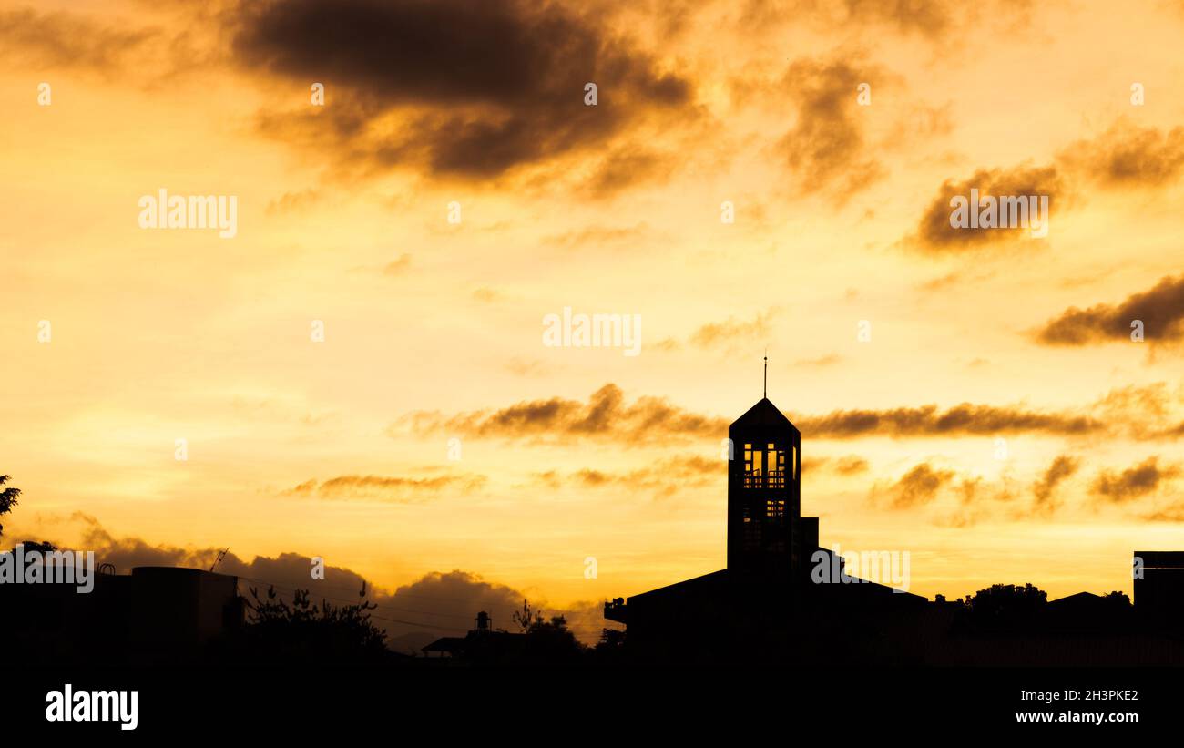 Sunset landscape with dramatic clouds Stock Photo - Alamy