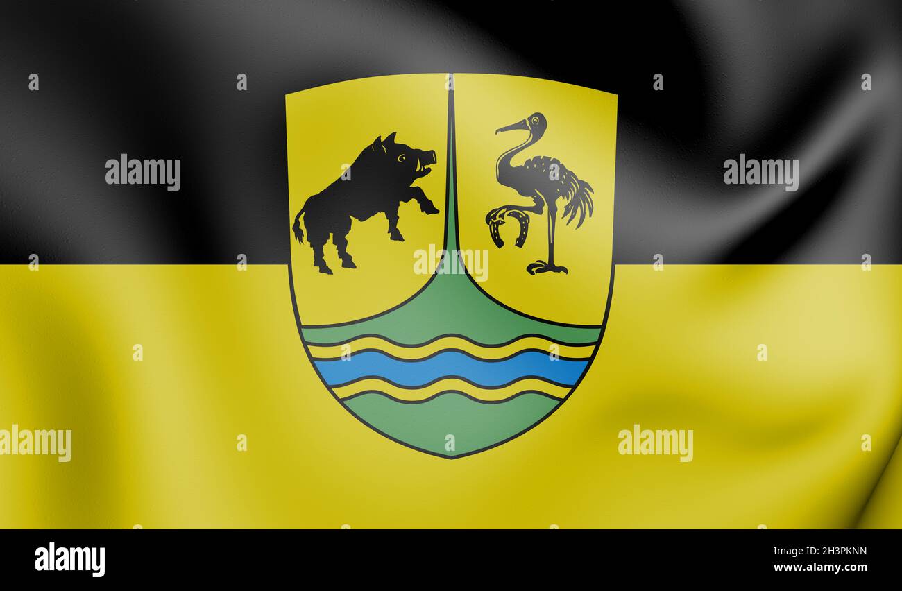 3D Flag of Ebersbach-Neugersdorf (Saxony), Germany. 3D Illustration. Stock Photo