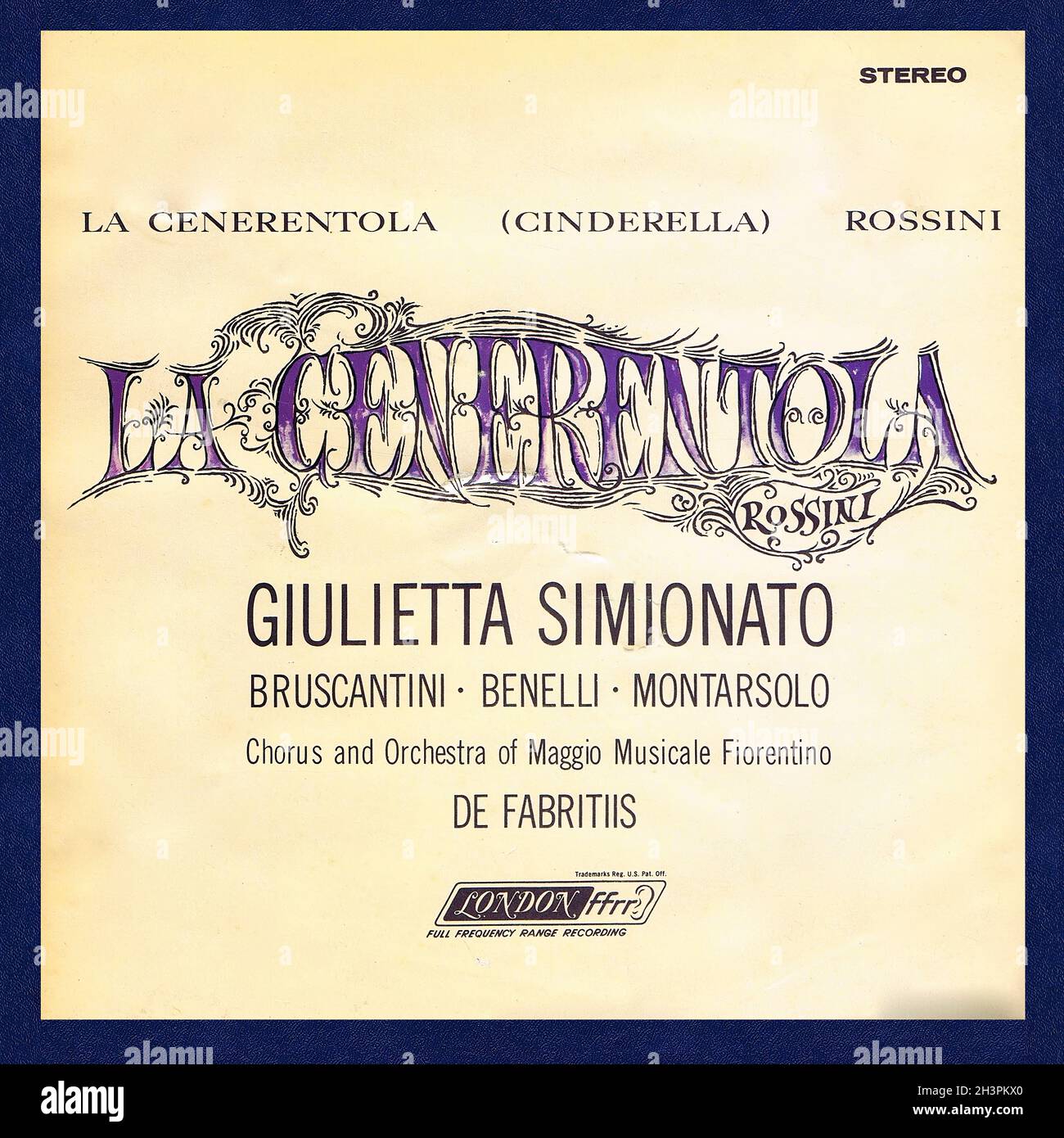 Rossini La Cenerentola â€¢ Cinderella - de Fabritiis Simionato Bruscantini London R2R - Classical Music Vintage Vinyl Record Stock Photo