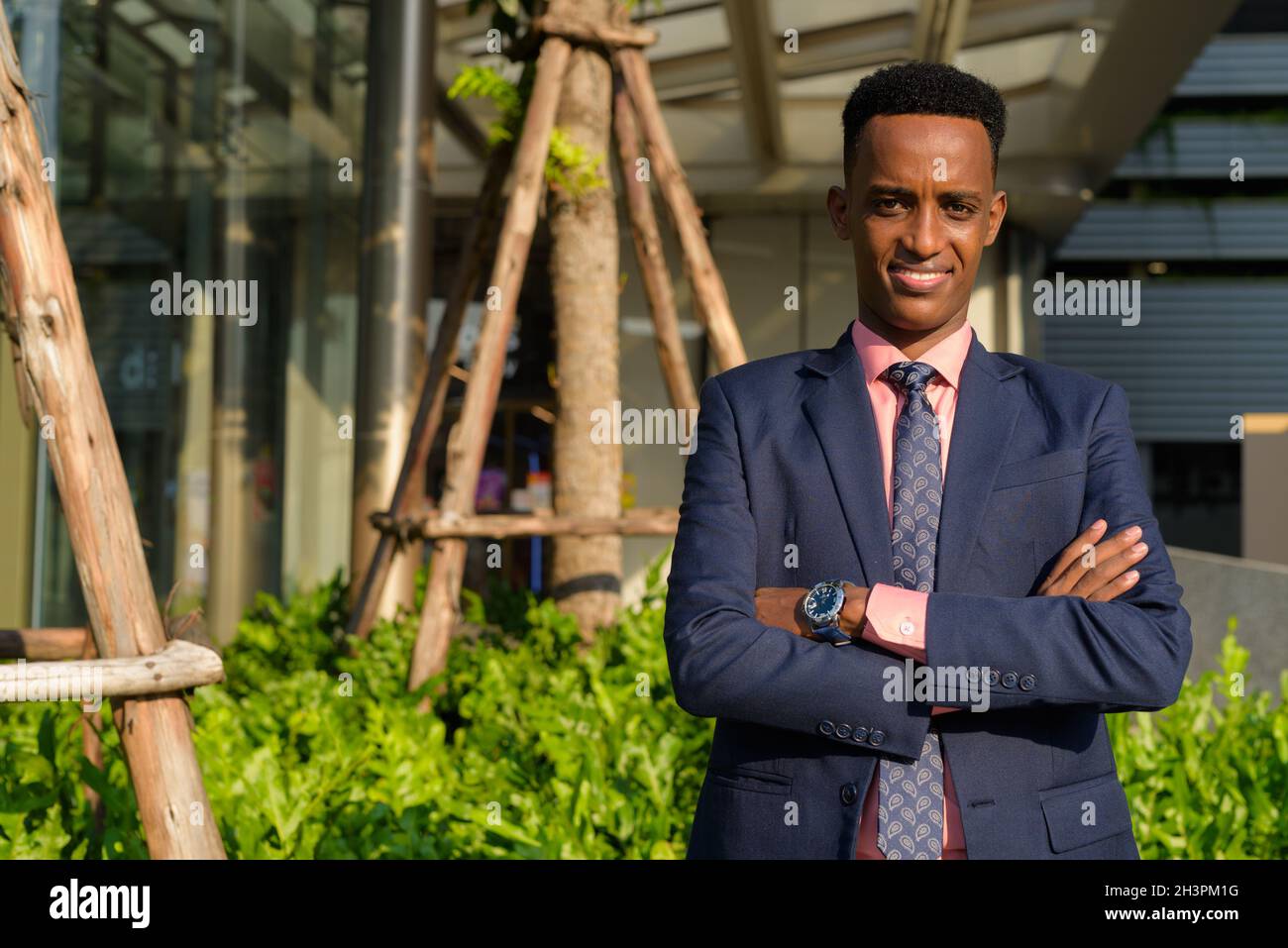 Portrait of young African businessman wearing suit and tie Stock Photo