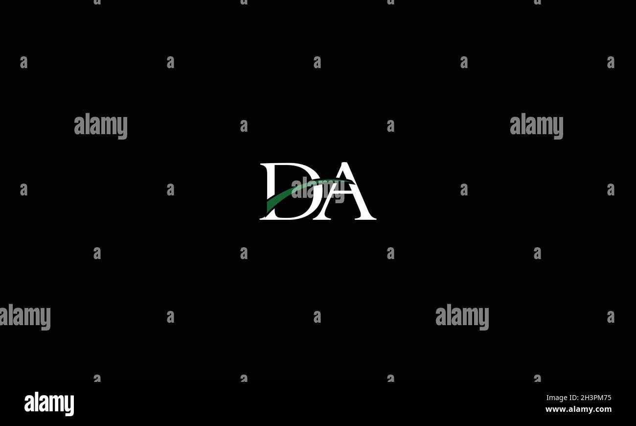 LETTERS DA LOGO DESIGN WITH NEGATIVE SPACE EFFECT FOR ILLUSTRATION USE Stock Vector