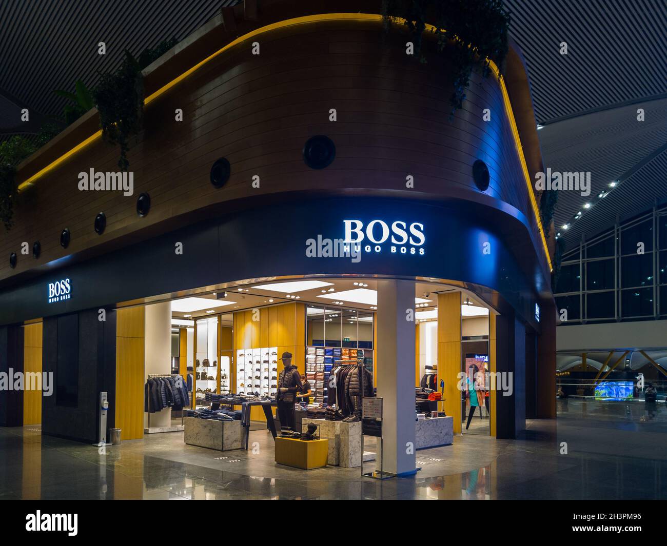 Istanbul, Turkey - October 27, 2021: View of Hugo Boss SHop at Istanbul Airport Stock Photo