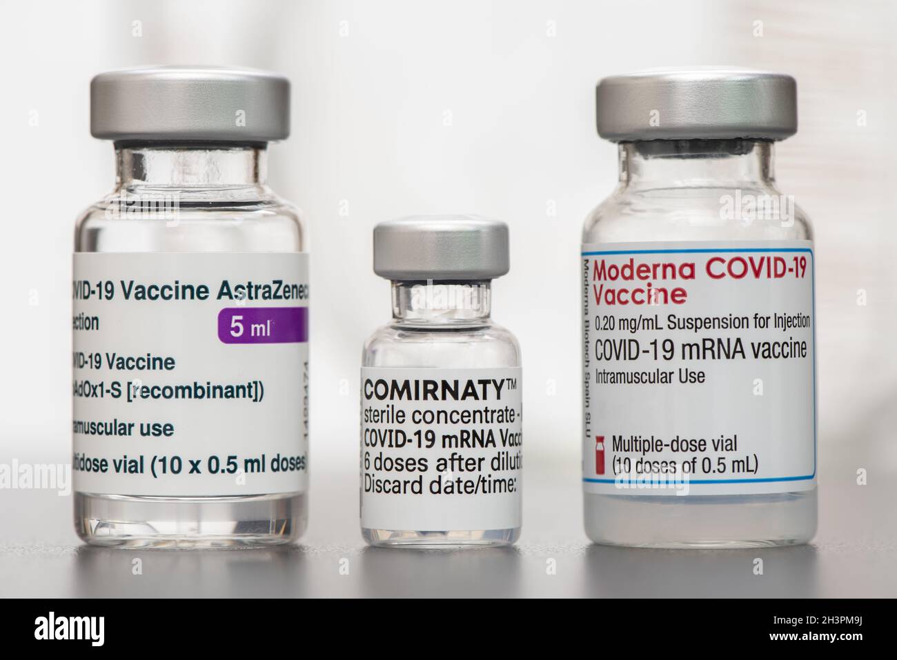 Original vials with vaccine against covid-19 virus Stock Photo