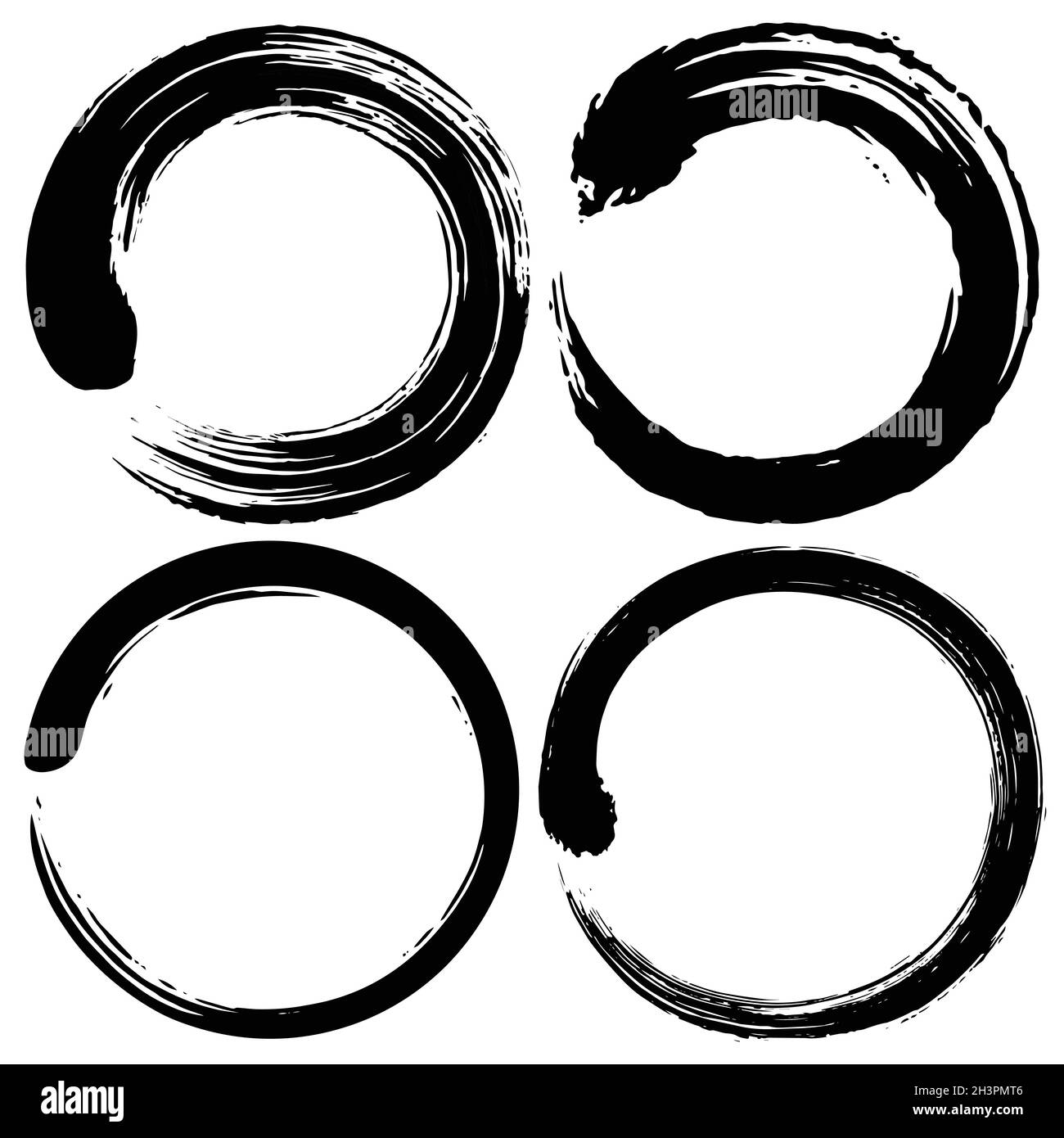 Enso Zen Circle Brush Vector Logo Illustration Set Collection Pack Stock Vector