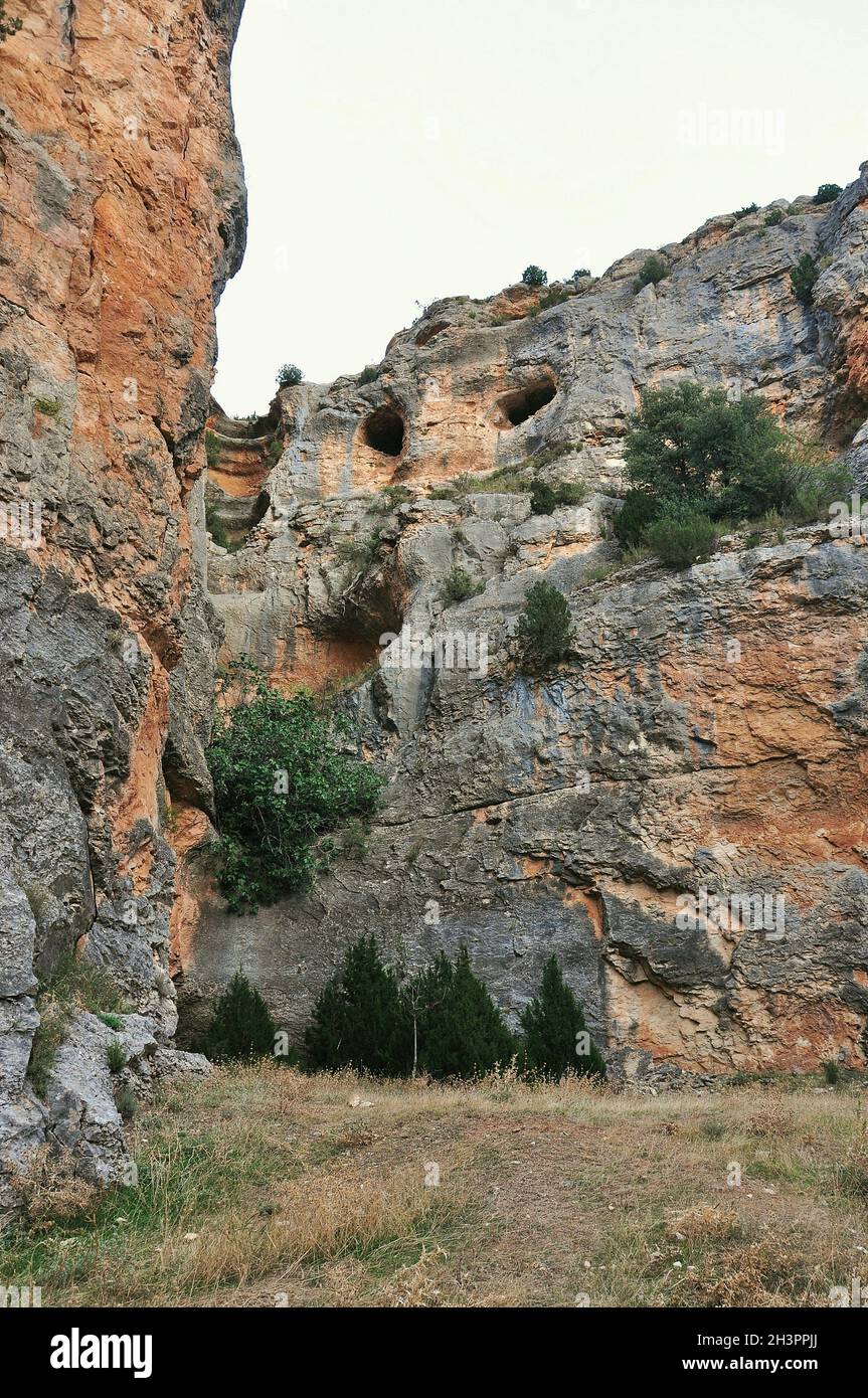 Barranco de la Hoz in Jaraba of the Calatayud region in Aragon, Spain Stock Photo