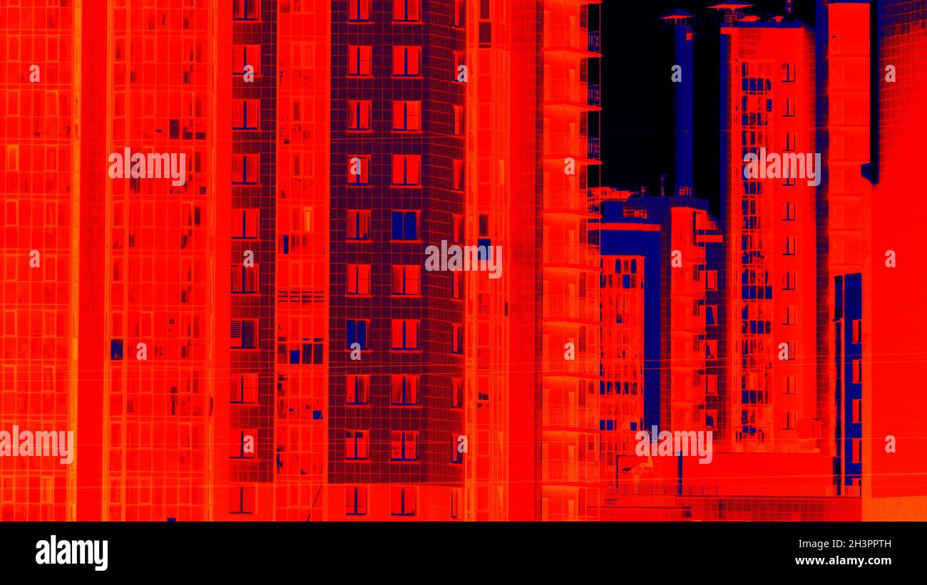 Thermal scanning of new multi-storey buildings. Stock Photo