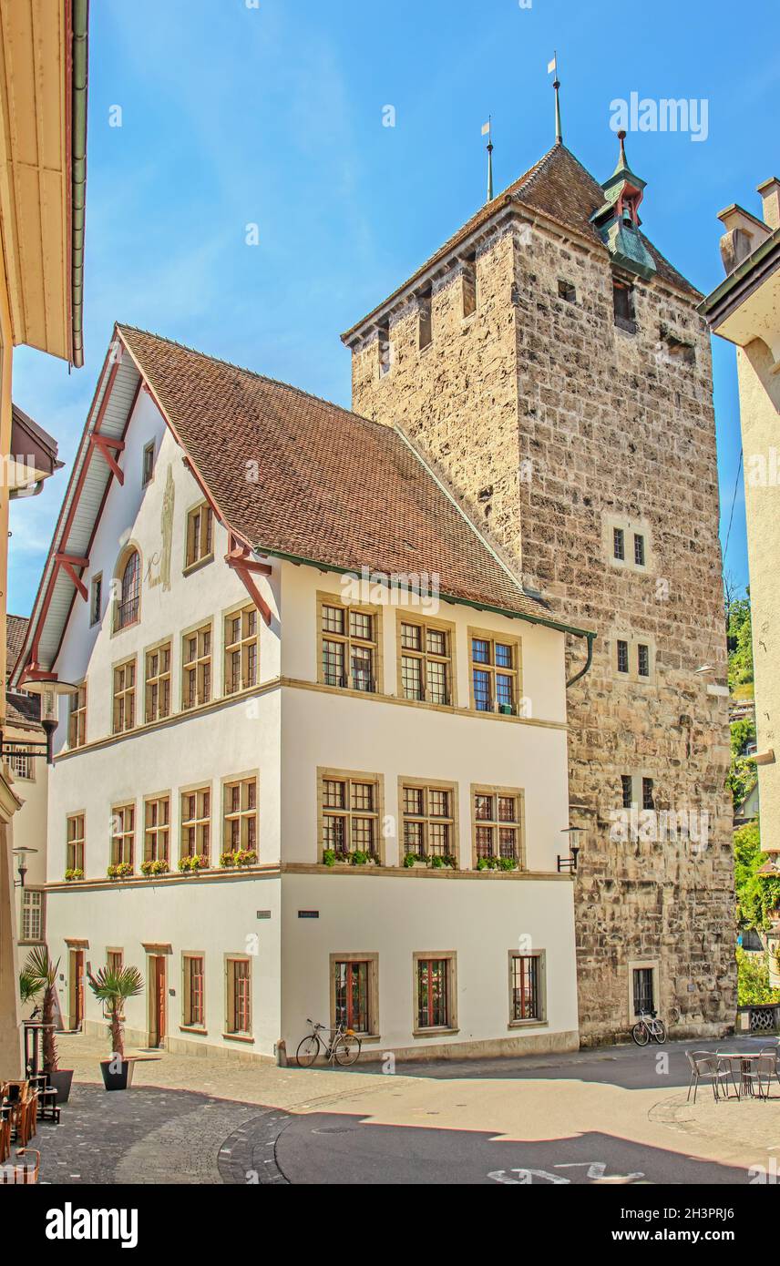 Black Tower Brugg, Canton of Aargau, Switzerland Stock Photo