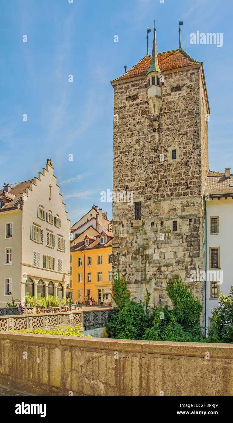 Black Tower Brugg, Canton of Aargau, Switzerland Stock Photo