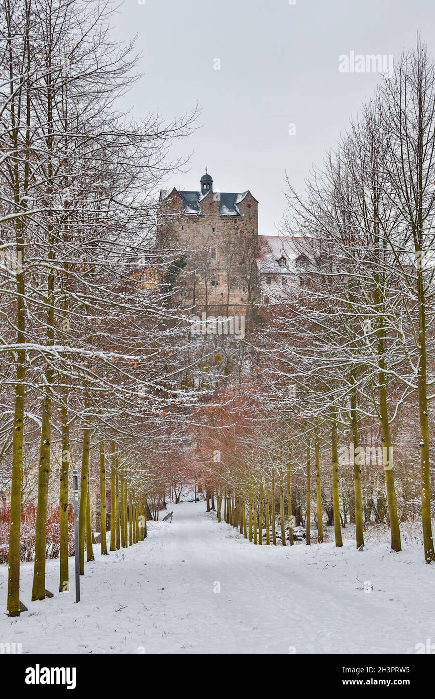 Ballenstedt Castle Park in winter Stock Photo