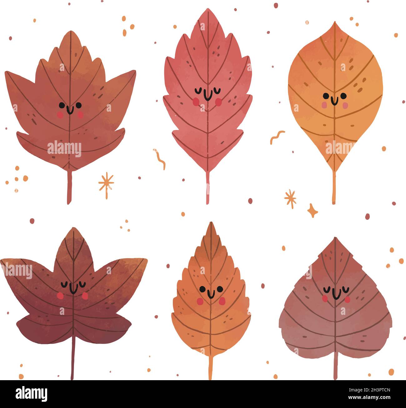 hand drawn autumn leaves collection vector design illustration Stock ...