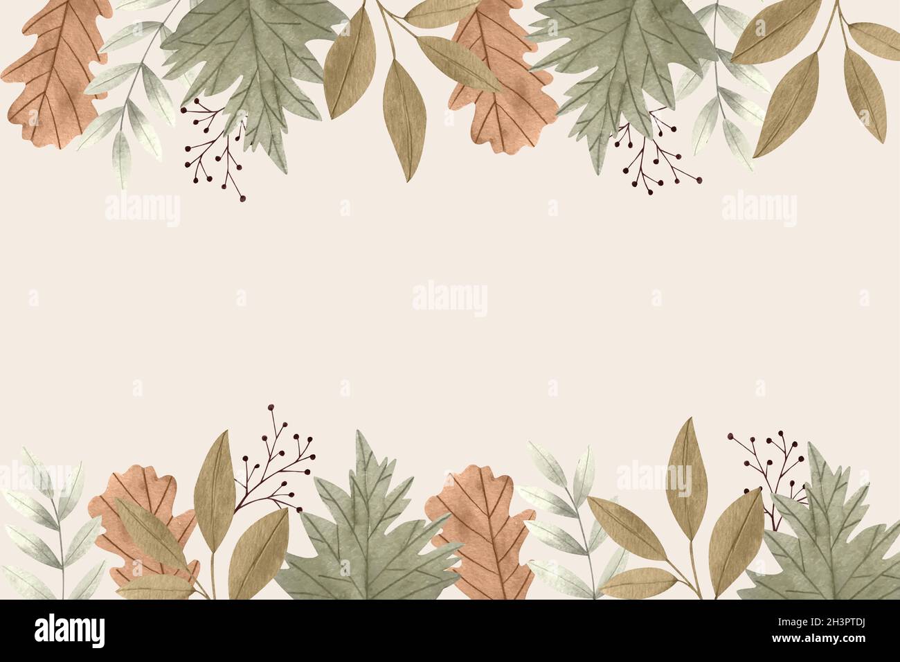 watercolor autumn leaves background vector design illustration Stock ...