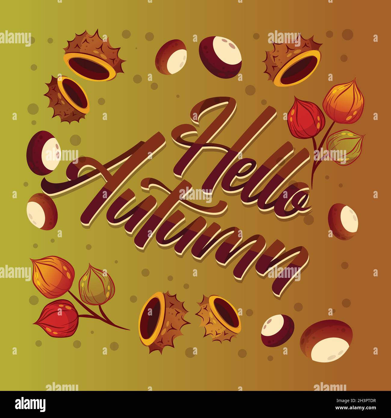 hand drawn hello autumn lettering vector design illustration Stock ...