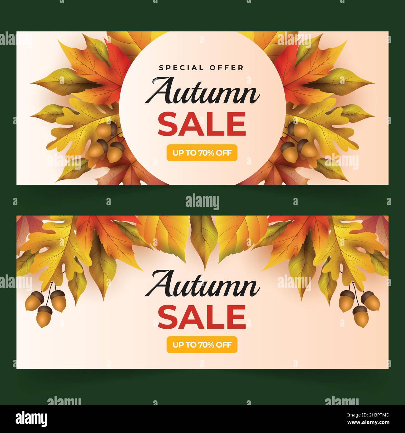 realistic horizontal autumn sale banners set vector design illustration ...