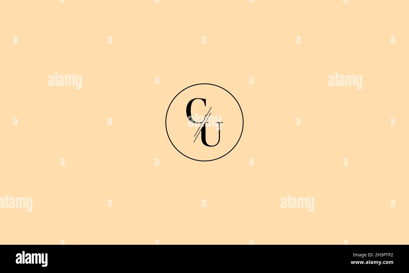 LETTERS CU LOGO DESIGN WITH NEGATIVE SPACE EFFECT FOR ILLUSTRATION USE Stock Vector